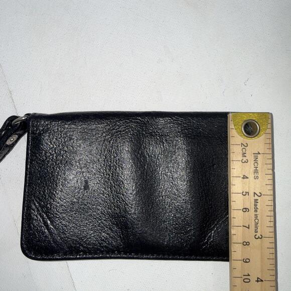 Vintage HOBO INTERNATIONAL Black Patent Leather Folding Wristlet Clutch Wallet - Picture 14 of 15